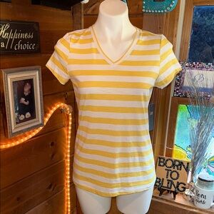 LEE Yellow Striped V-Neck Women's Top NWT